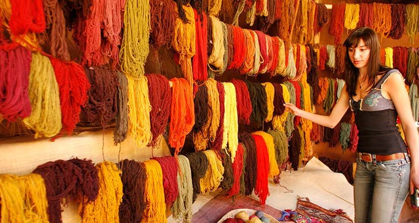 Sample of textile techniques in Awanacancha